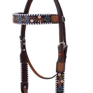 Headstall - Browband Floral Tooling