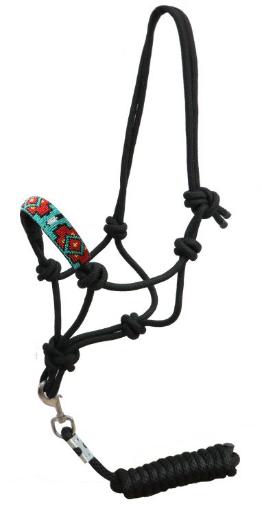 Halter - Cowboy Knot Halter with Beaded Noseband