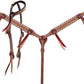 Tack Set - Single Ear Headstall and Breastcollar set with Natural Buckstitch trim w/ Reins