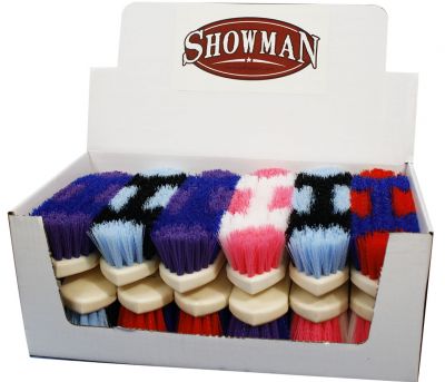 Brush - Colored stiff bristle grooming brush with plastic molded handle
