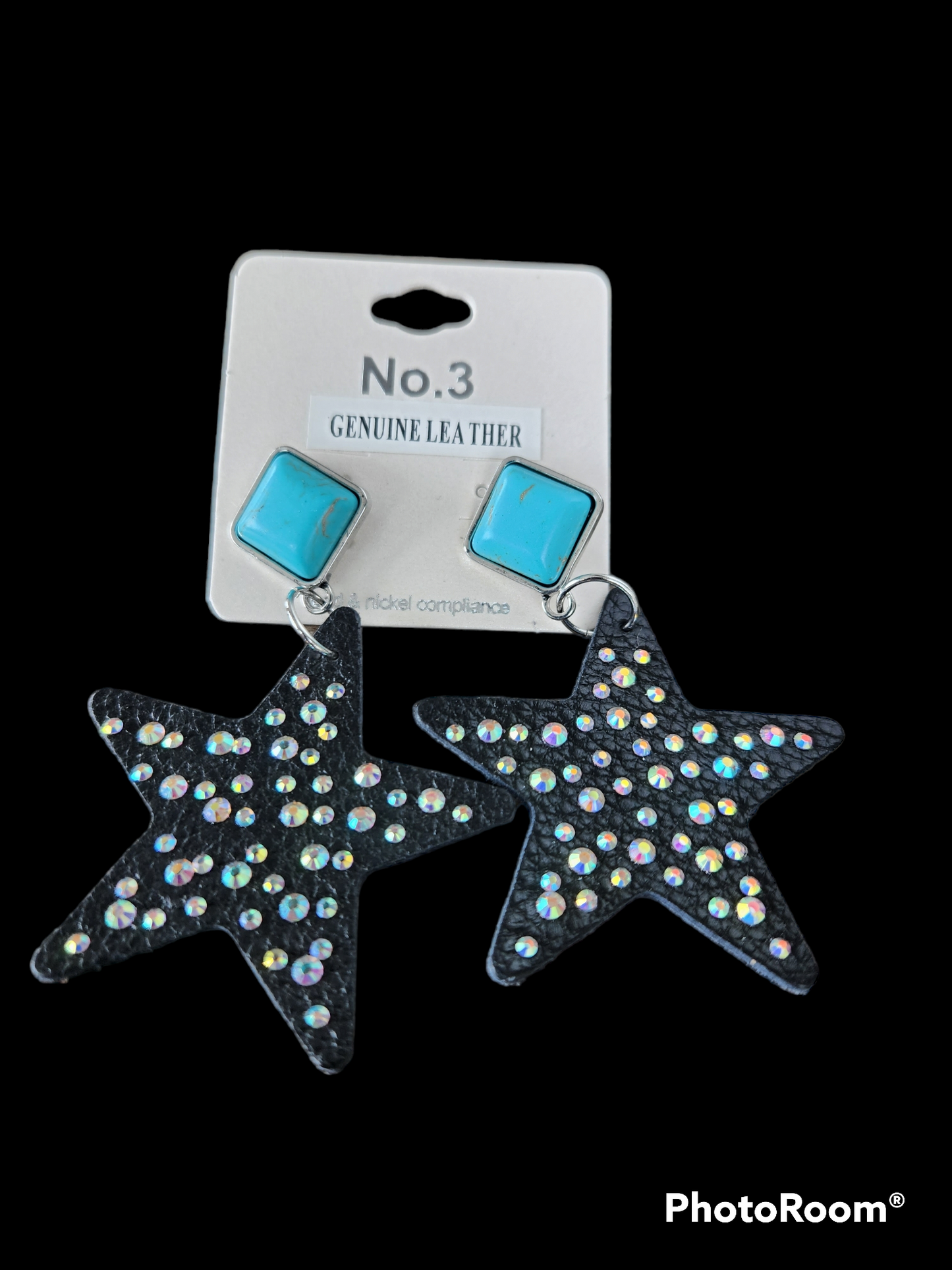 Turquoise Sparkle and Shine Star Teardrop Earrings